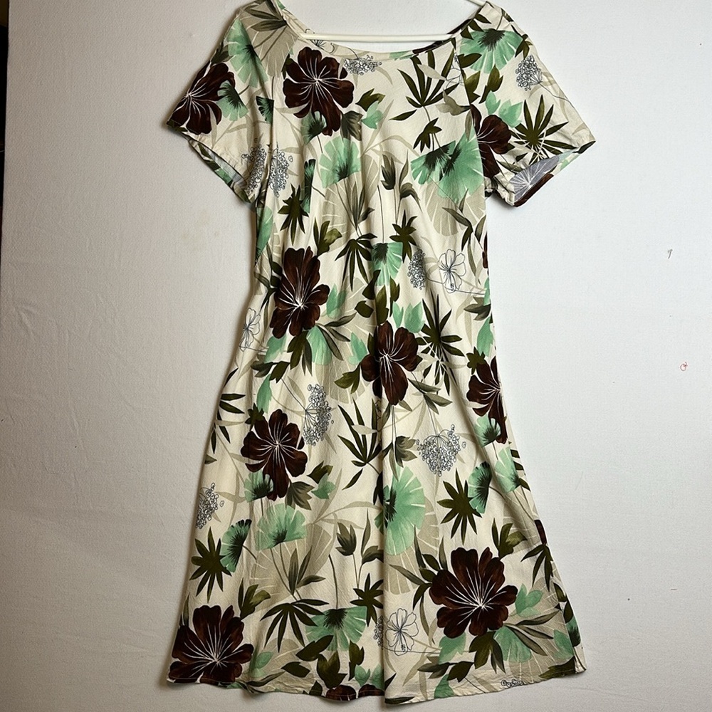 Iolani Made in Hawaii Tropical Floral Midi Dress